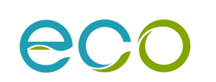 Logo mit 3 Buchstaben eco in blau-grün